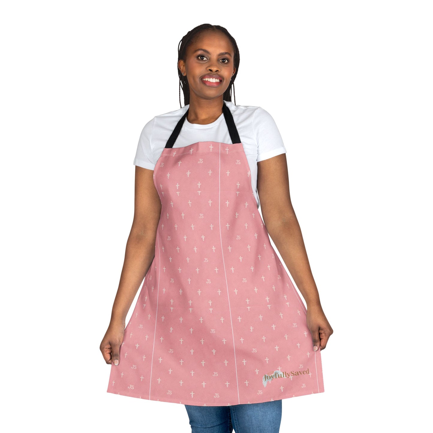 Christian Cross Pink Apron —Faith Kitchen Apron