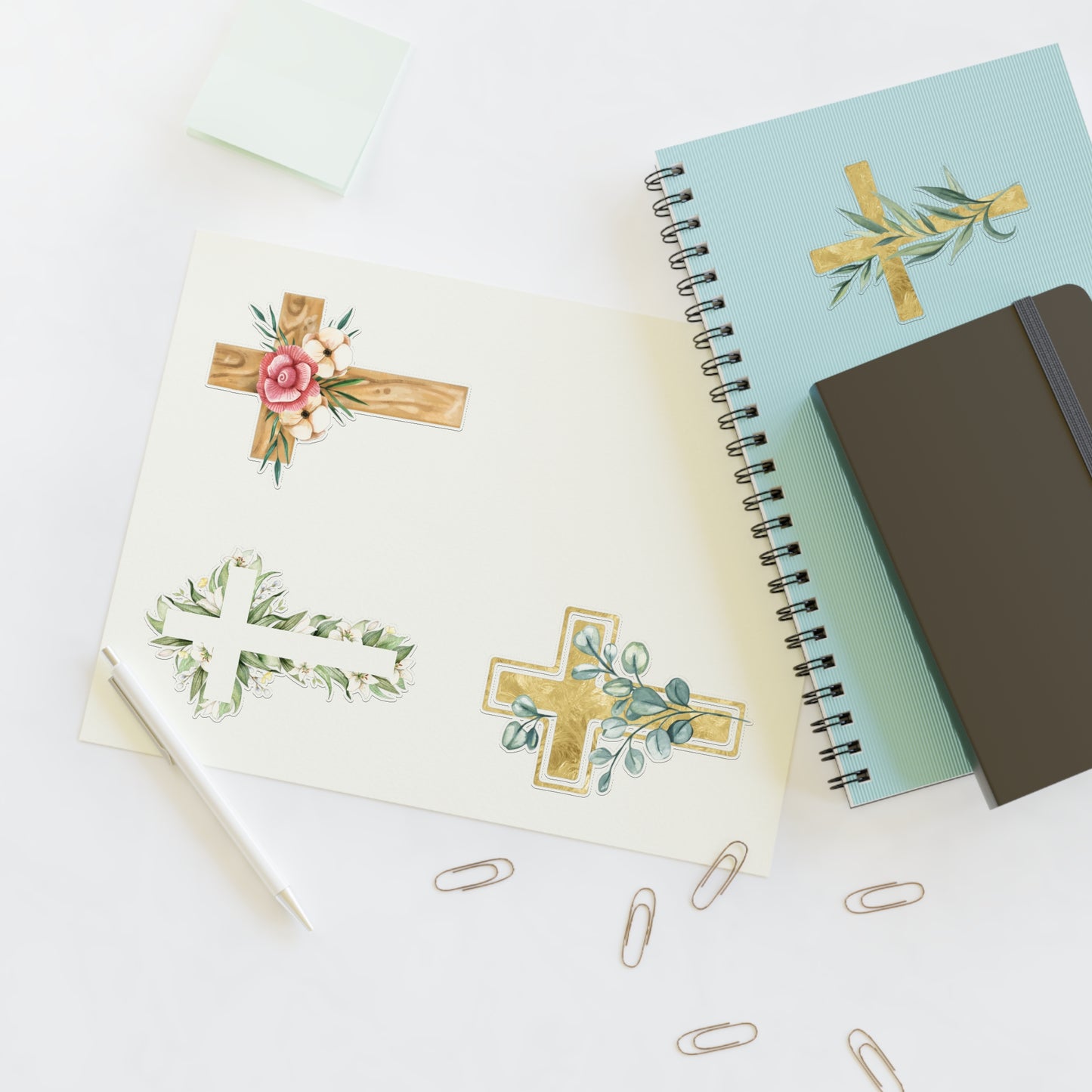 Christian Crosses Sticker Sheet — 4 Religious Faith Stickers