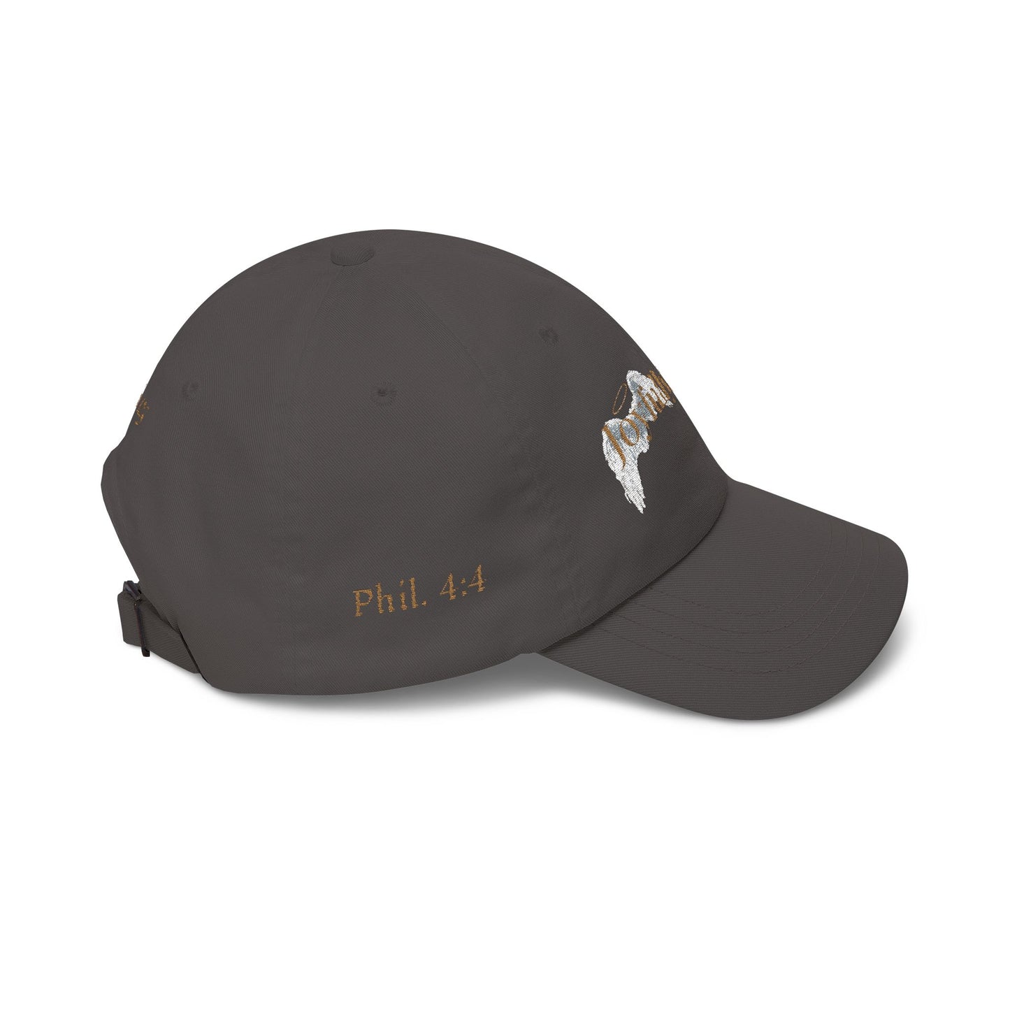 Joyfully Saved "dad" Cap, Logo with verses — Embroidered Hat, Gold text