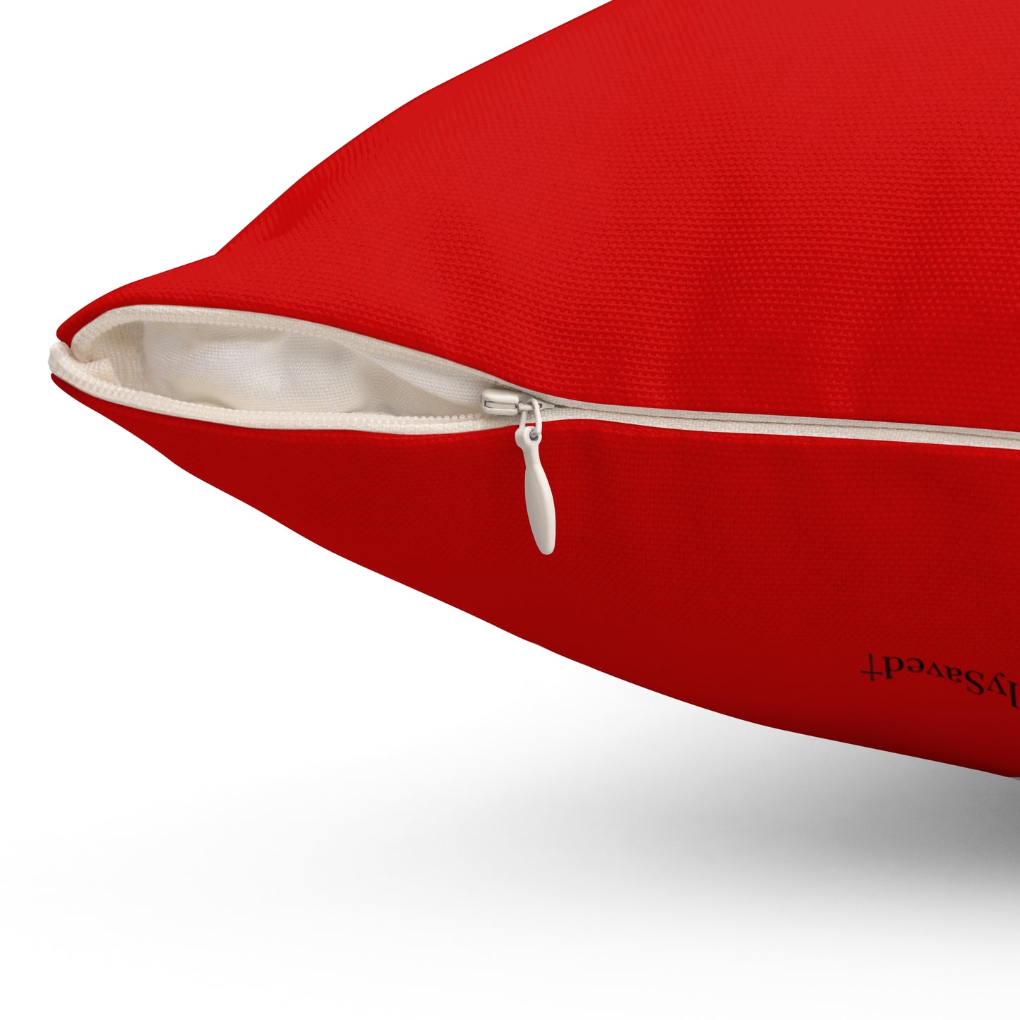 Jesus Square Pillow — Chrisian Decorative Throw Pillow, Red & White
