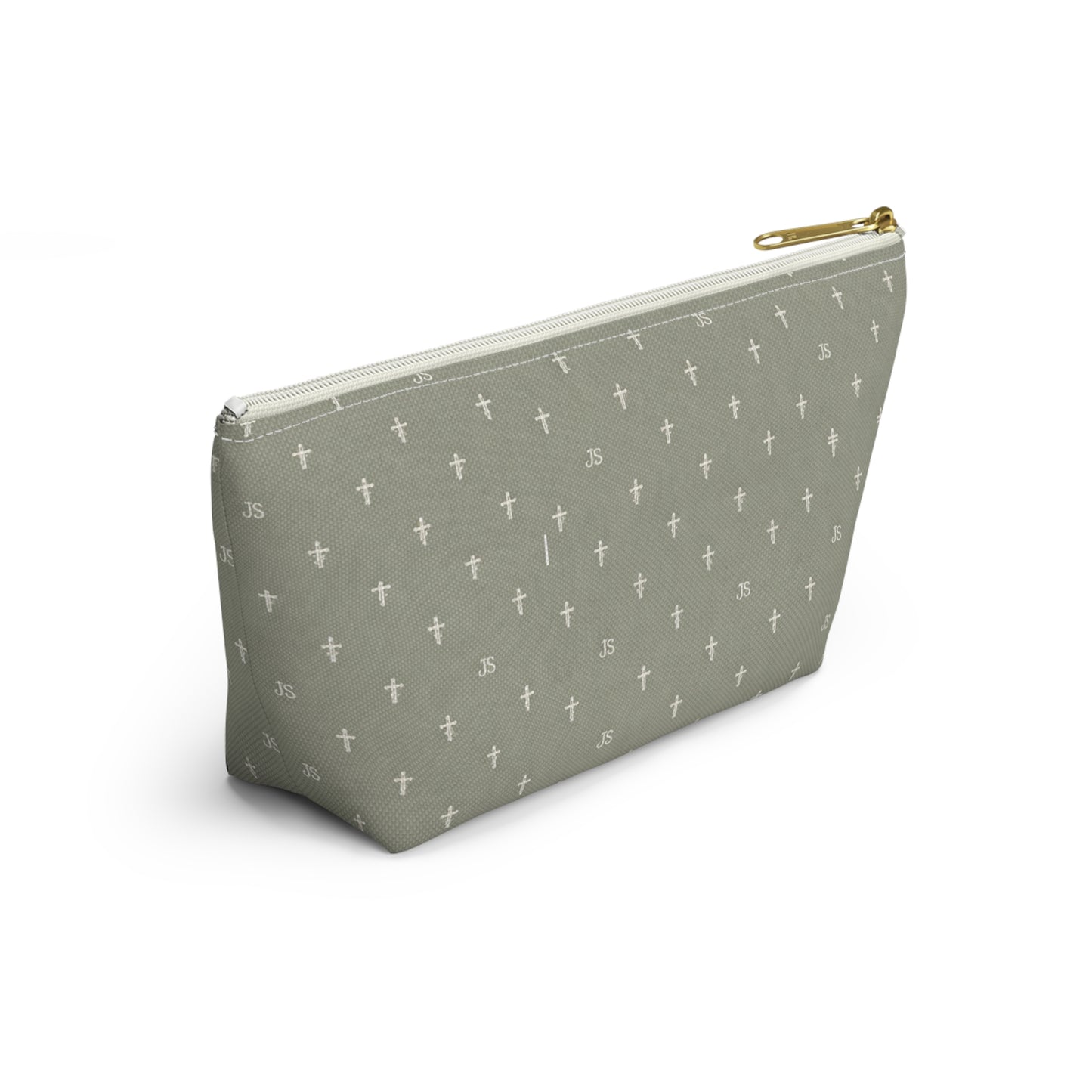 Joyfully Saved Cross Pattern Accessory Pouch — Christian Makeup & Travel T-Bottom Bag
