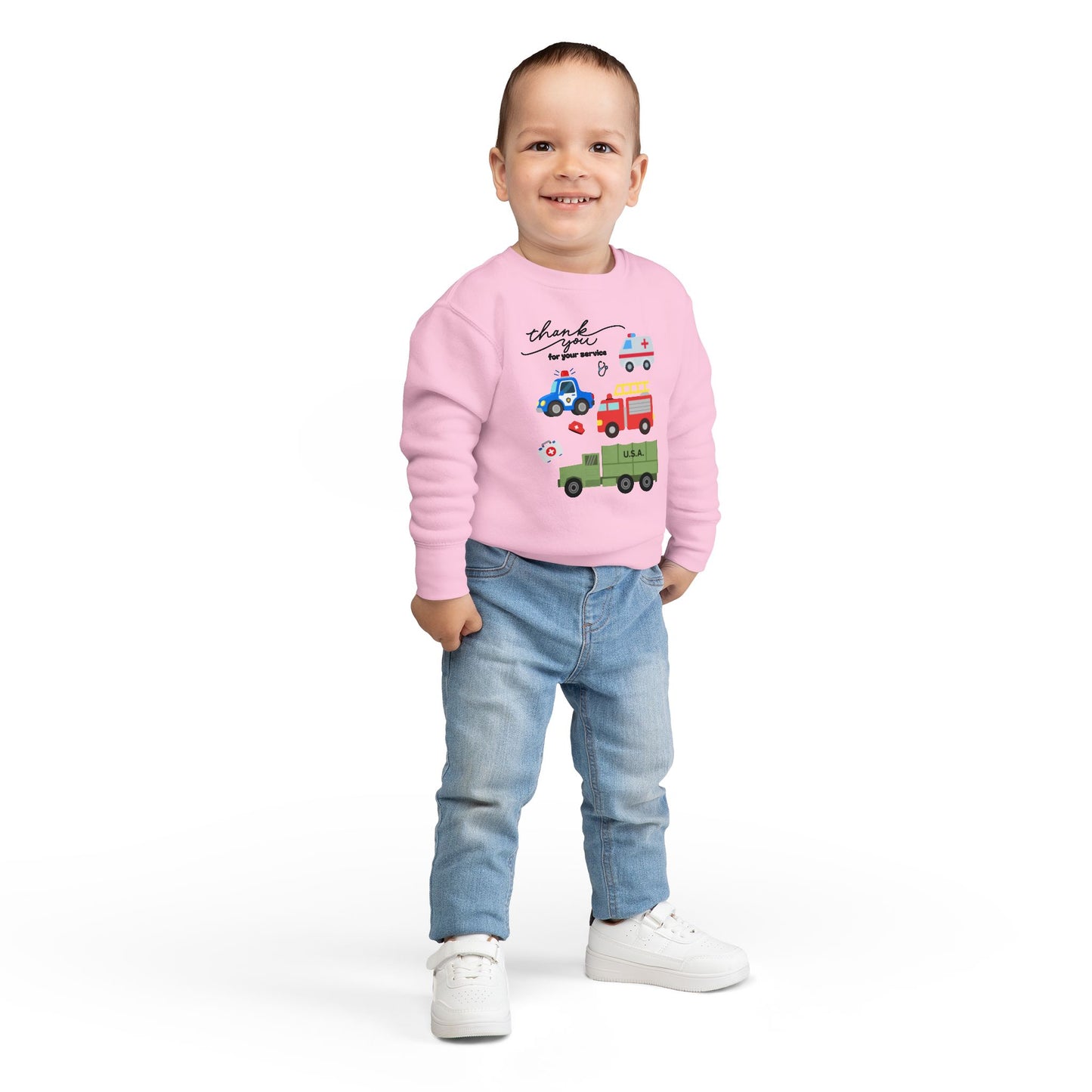 Christian Toddler Sweatshirt • Hero Vehicles Kids Pullover (John15:13)