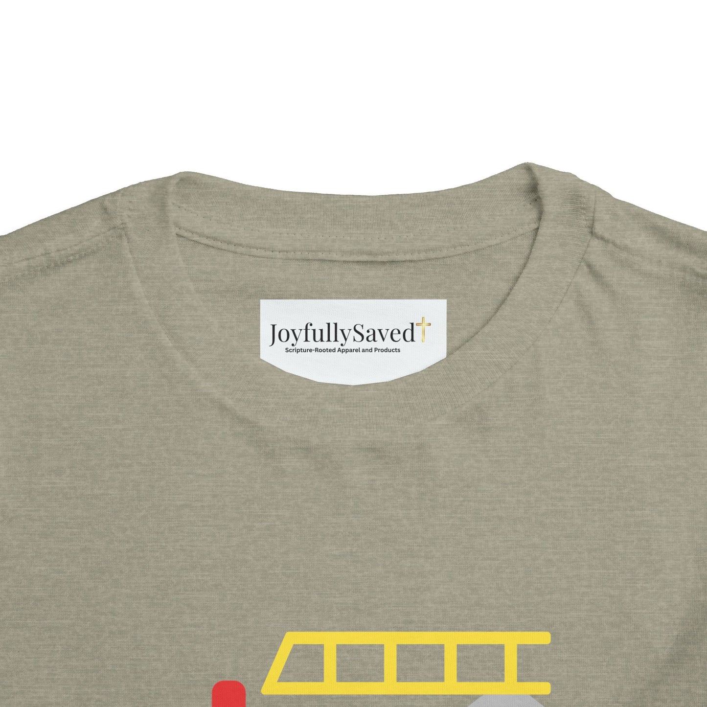 Christian Toddler Tee — Fire Truck Graphic (John 15:13)