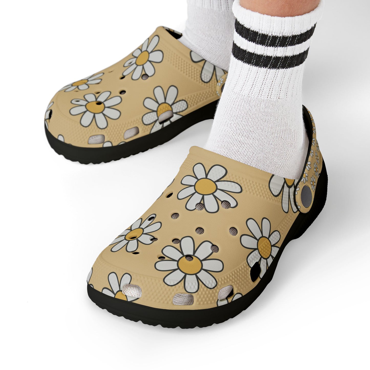 Kids EVA Foam Clogs with Charms— Daisy Pattern Christian Slip-Ons