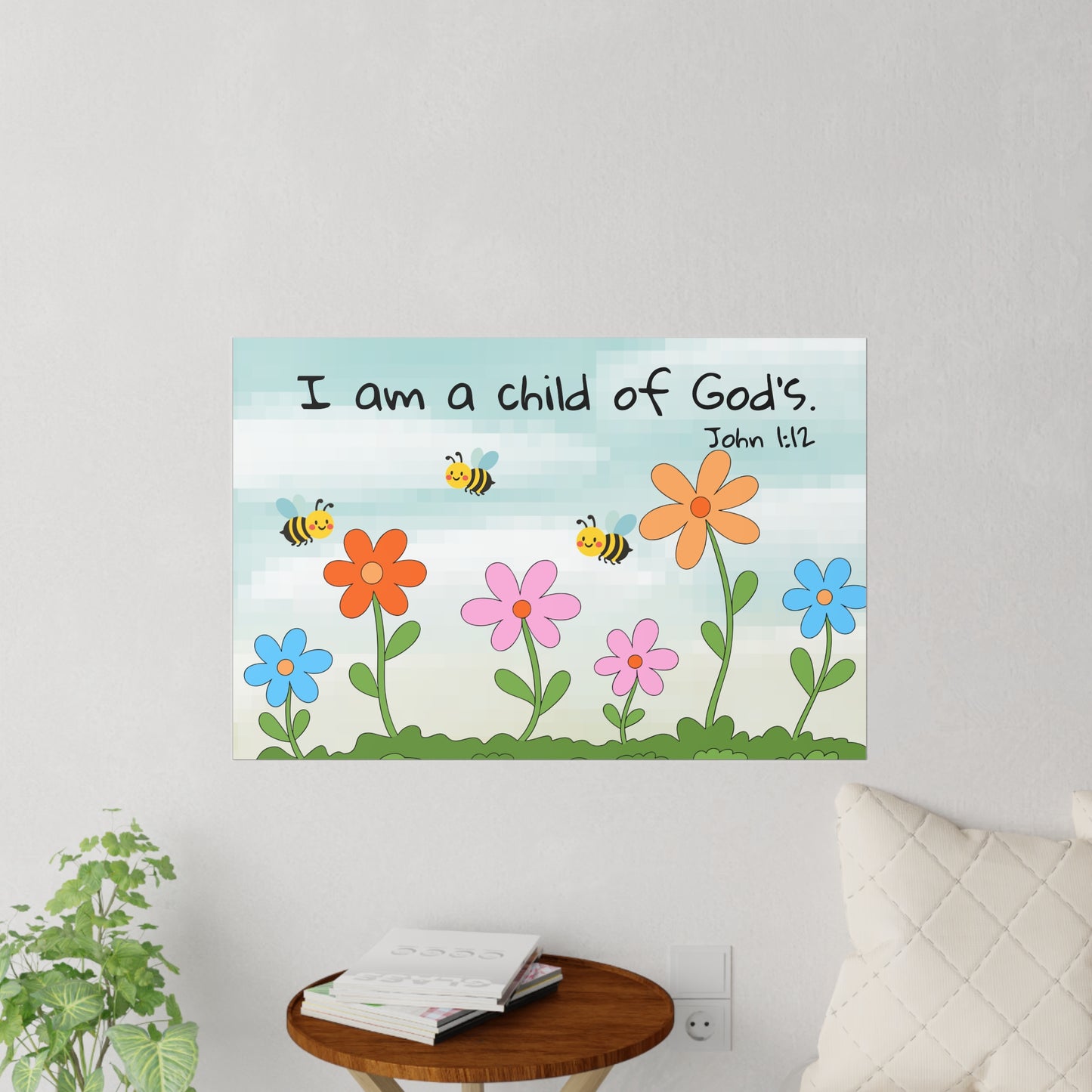 Christian Flower Wall Decal – "I am a child of God's" Nursery Art