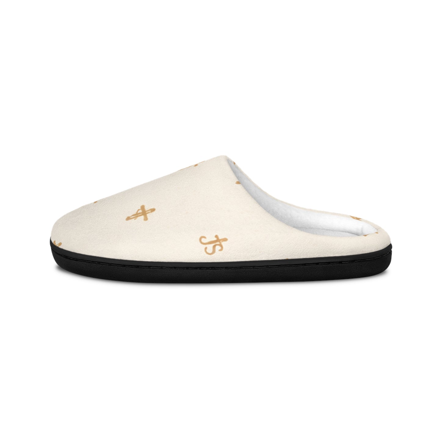 Christian Cross Pattern Women's Indoor Slippers — Signature JC Cream Design