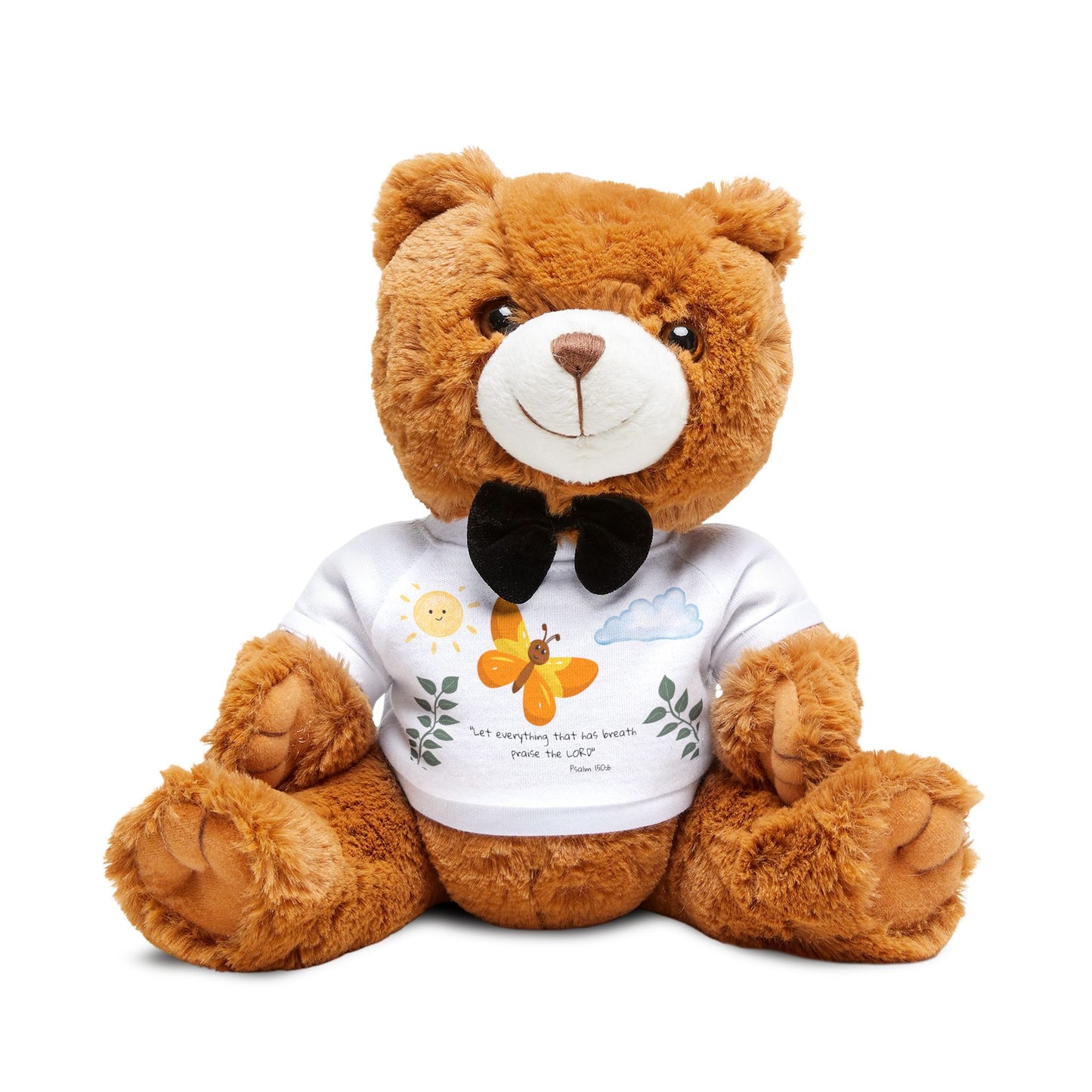 Bow Tie Teddy Bear Plush — ' Psalm 150:6' T-Shirt