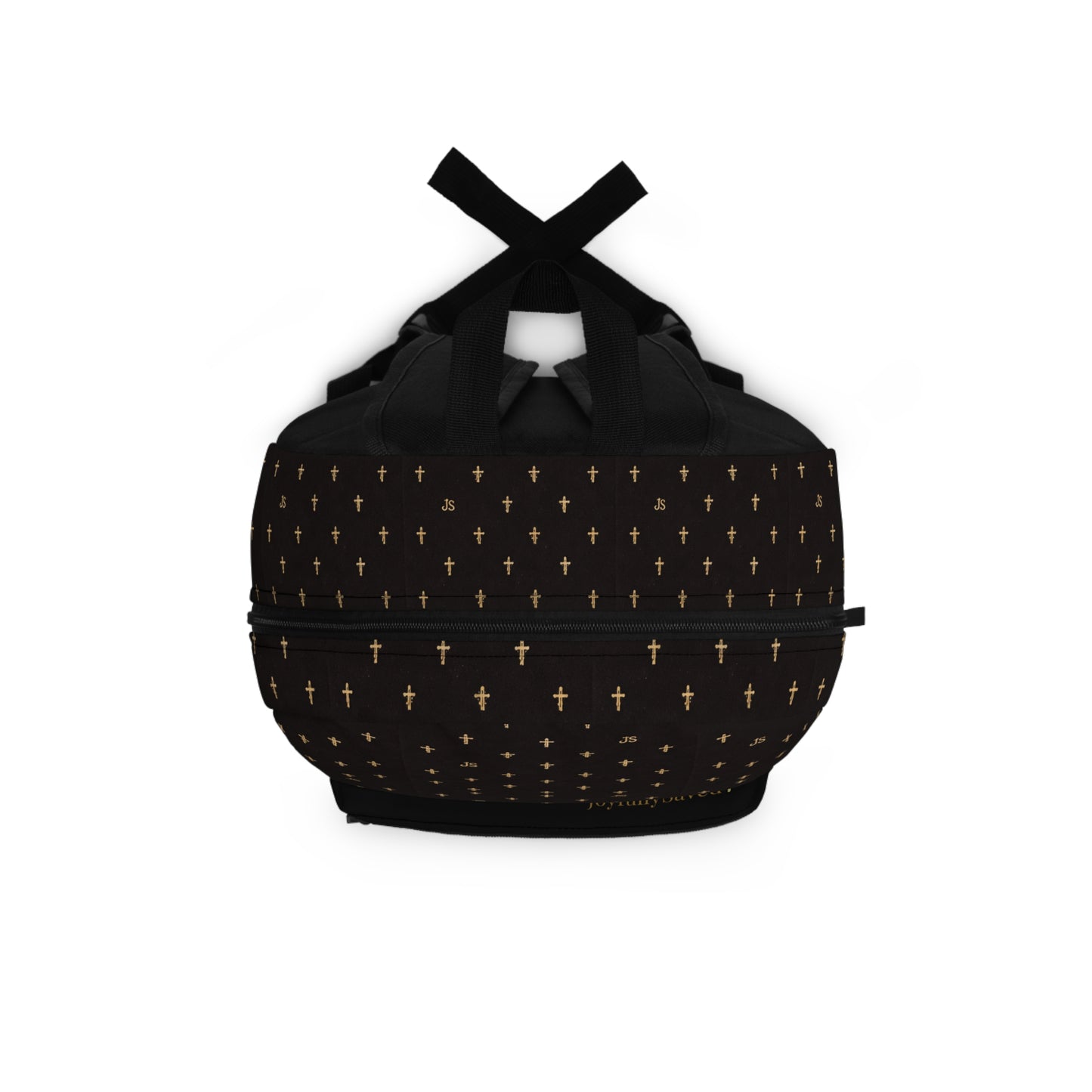 Joyfully Saved Floral Cross Backpack — Black Christian School Bag