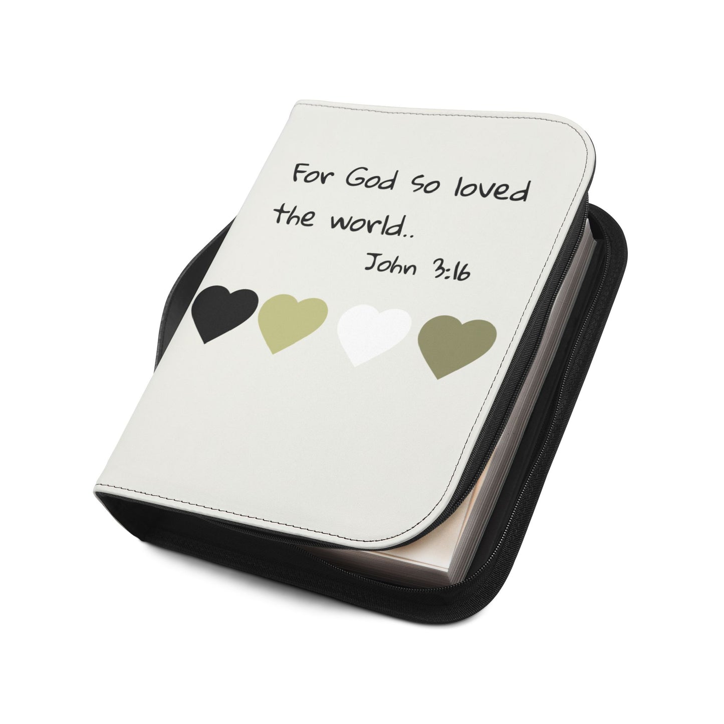 Bible Cover — "For God so loved the world... John 3:16" Heart Design