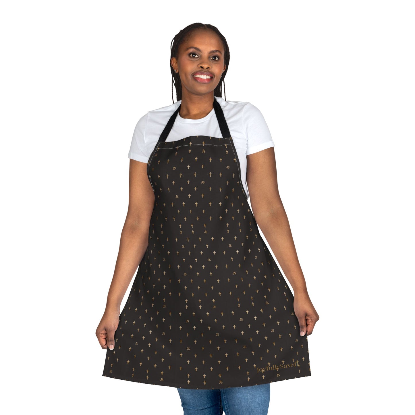 Christian Cross Black Apron —Faith Kitchen Apron