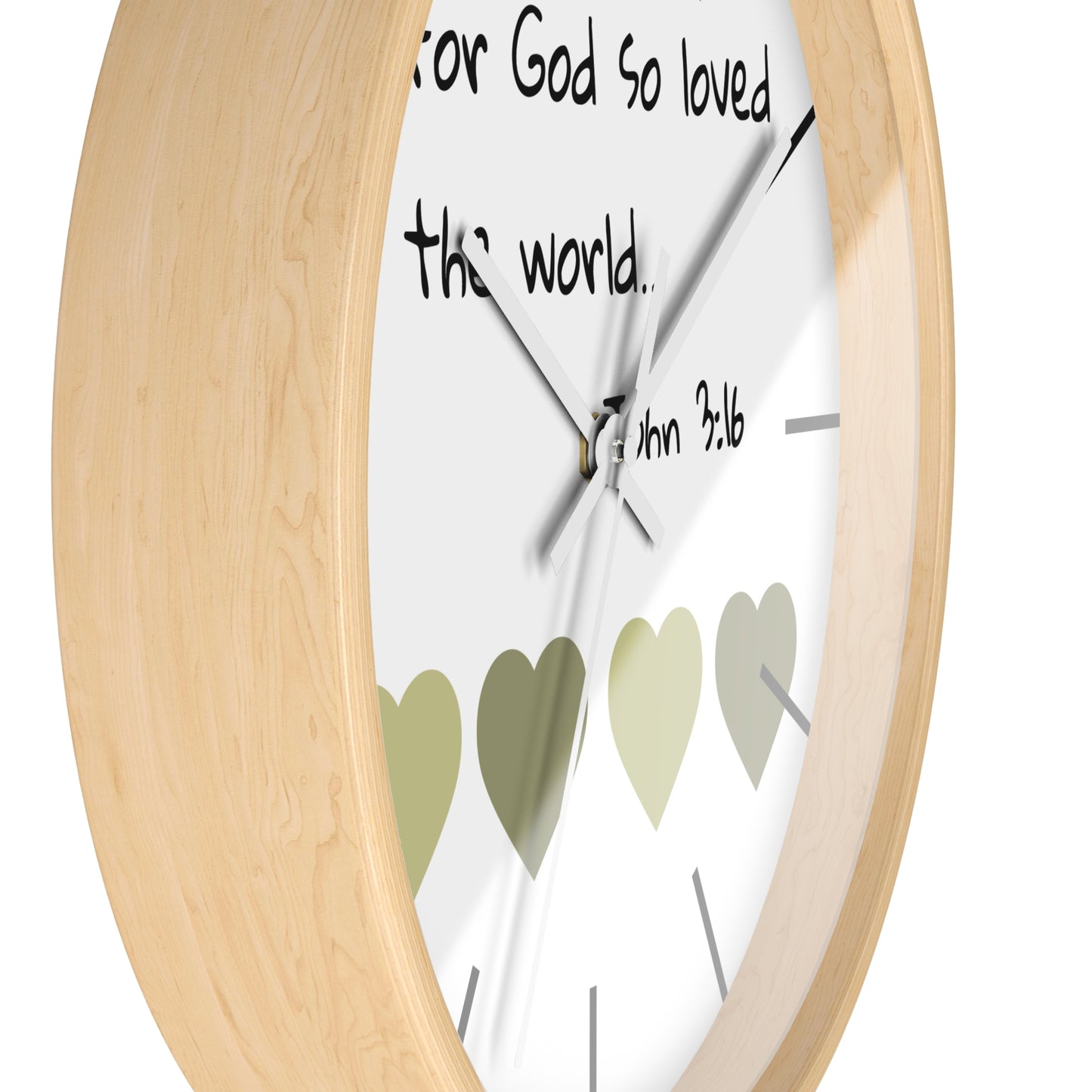 Wall Clock - "For God So Loved the World" John 3:16 Christian Heart Wall Clock