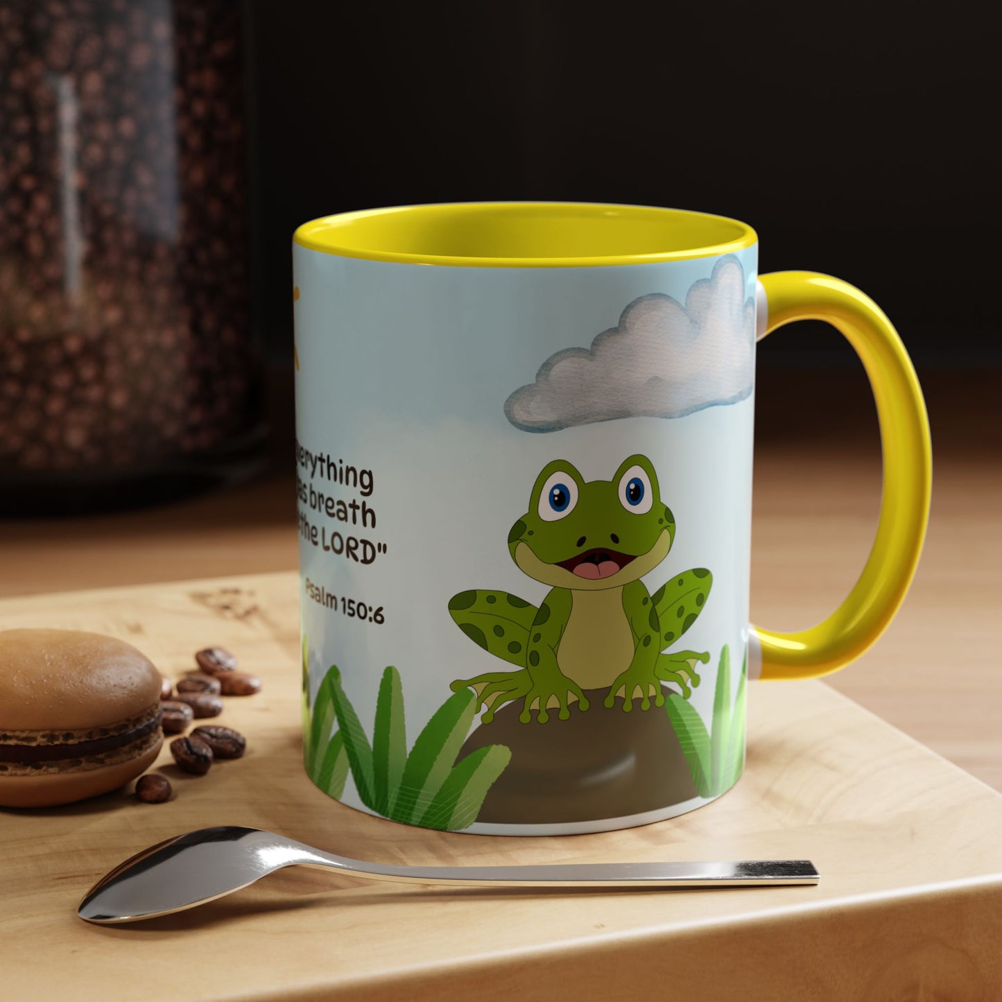 Frog Coffee Mug — Christian Ceramic Mug (Psalm 150:6)