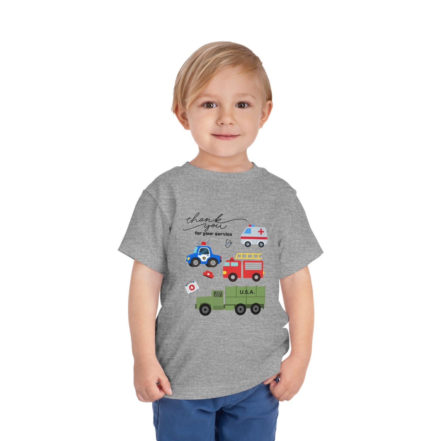 Christian Toddler Tee — Emergency Vehicle Graphics (John 15:13)