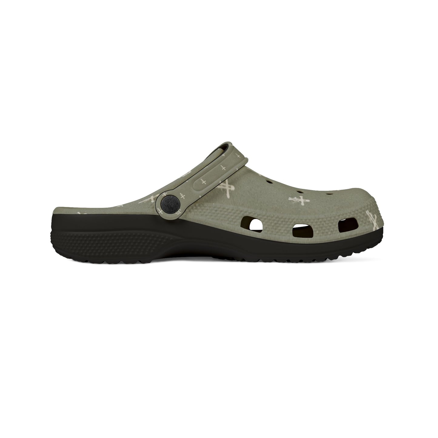 Adult EVA Foam Clogs with charms — Sage Cross Pattern Christian Slip-Ons