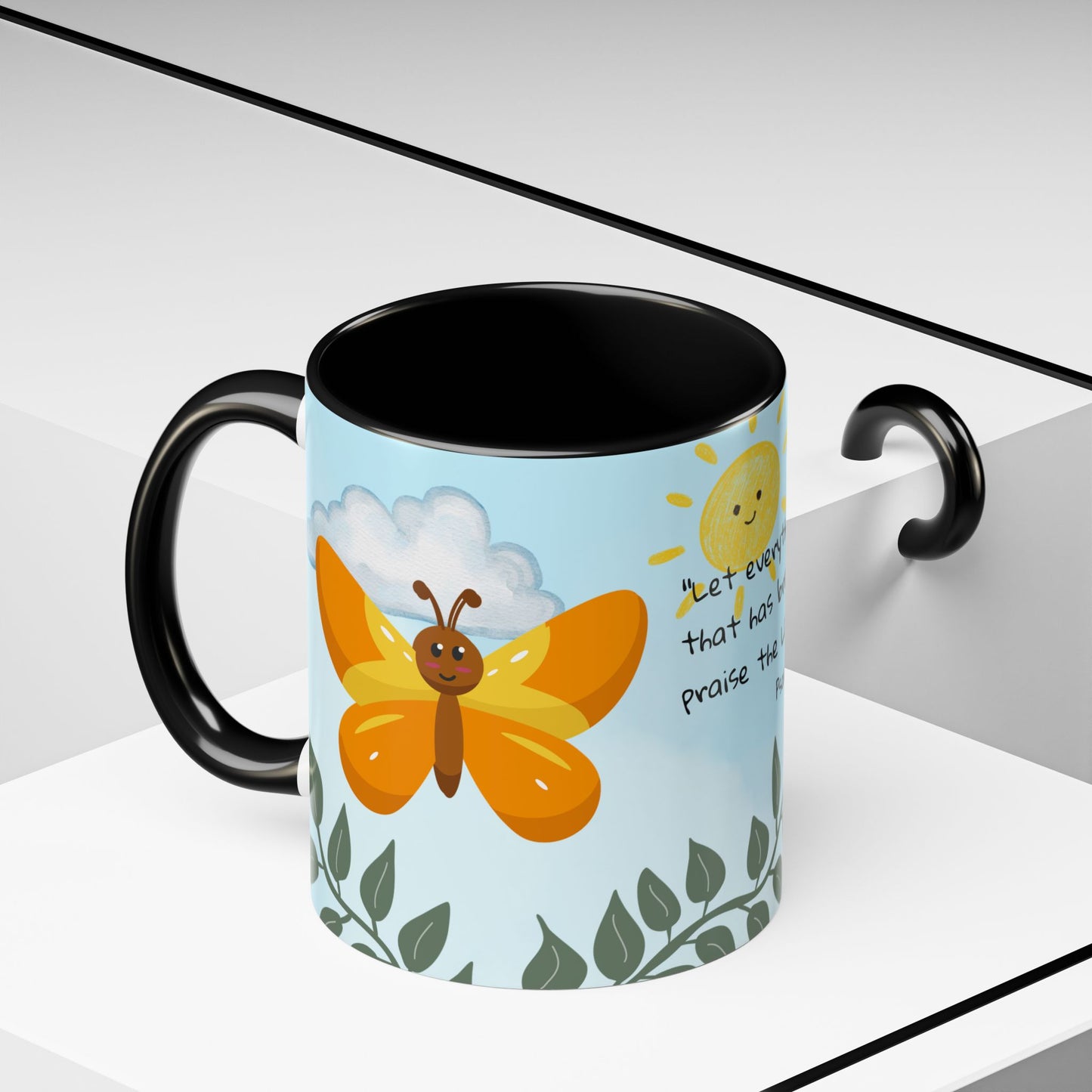 Butterfly Coffee Mug — Christian Ceramic Mug (Psalm 150:6)