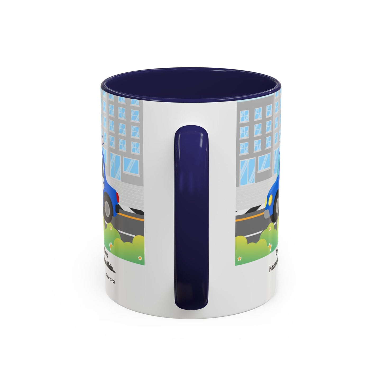 Police Car Coffee Mug — "Greater love has no one than this" Scripture Mug (11/15 oz)