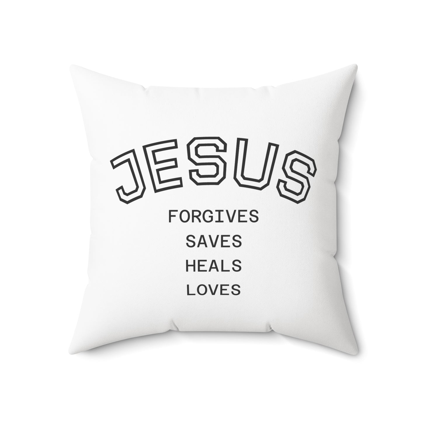 Jesus Square Pillow — Chrisian Decorative Throw Pillow, White & Black