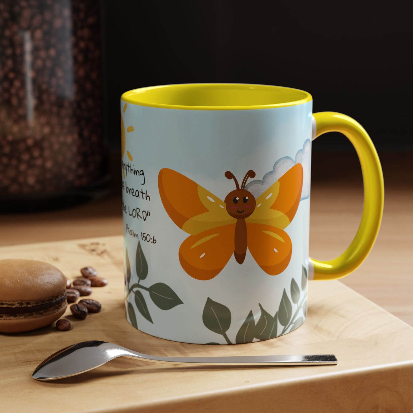 Butterfly Coffee Mug — Christian Ceramic Mug (Psalm 150:6)
