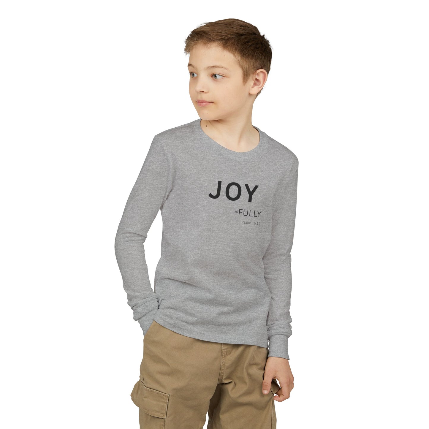Joy-fully Psalm 16:11 Youth Jersey Long Sleeve Tee | Christian youth Shirt