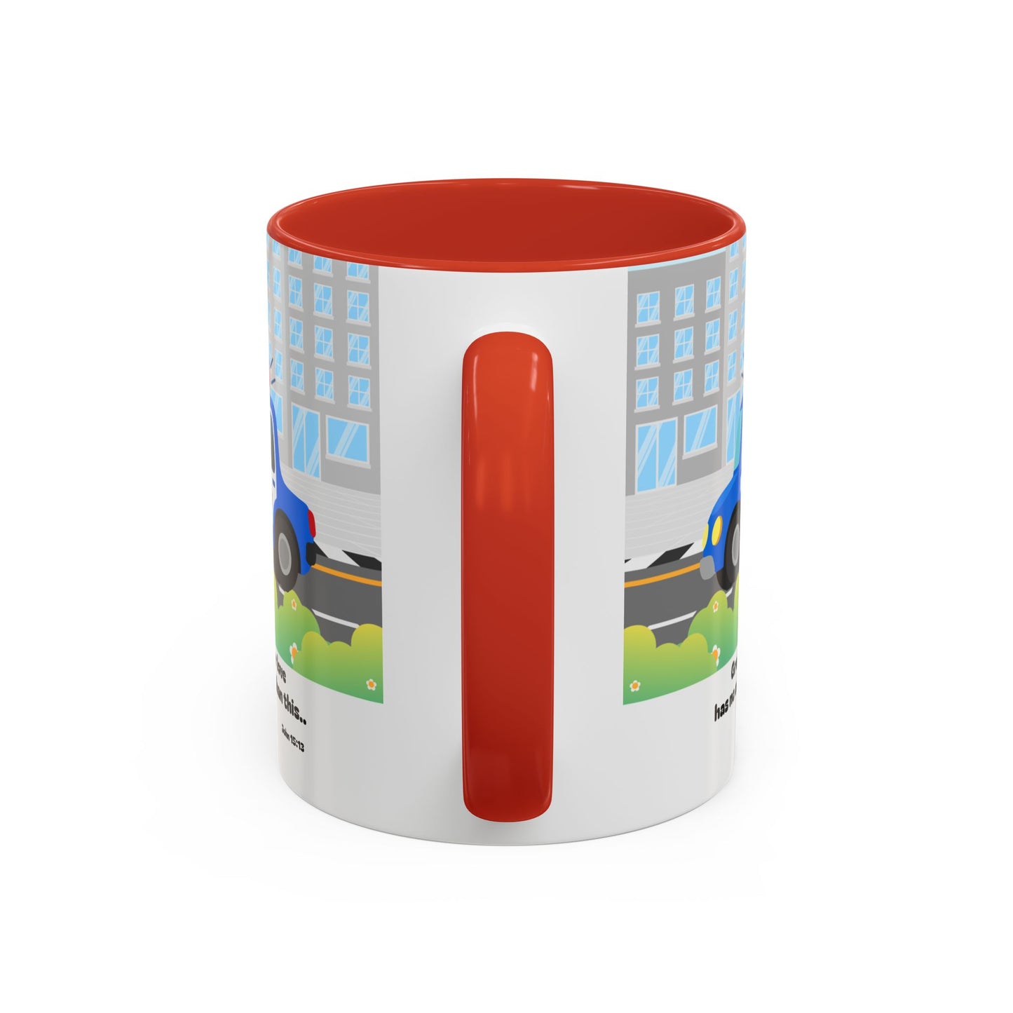 Police Car Coffee Mug — "Greater love has no one than this" Scripture Mug (11/15 oz)