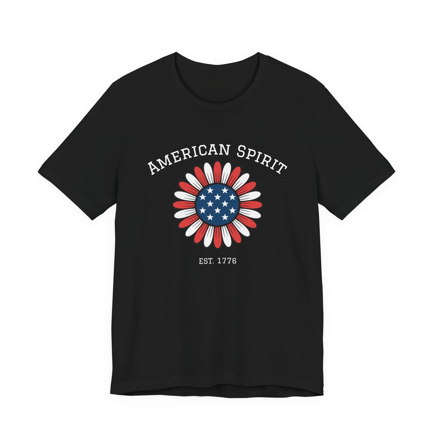 American Spirit T-Shirt — Patriotic Daisy Graphic Tee (Est. 1776)