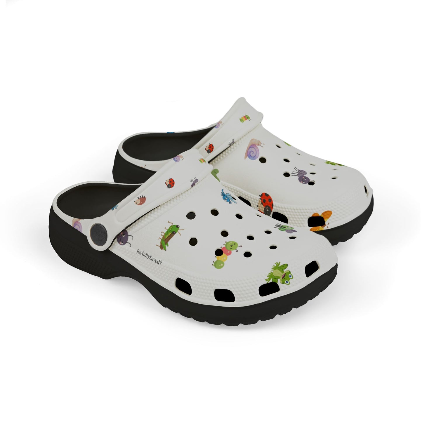 Kids EVA Foam Clogs  with Charms— "Bugs & Blessings" Pattern Christian Slip-Ons