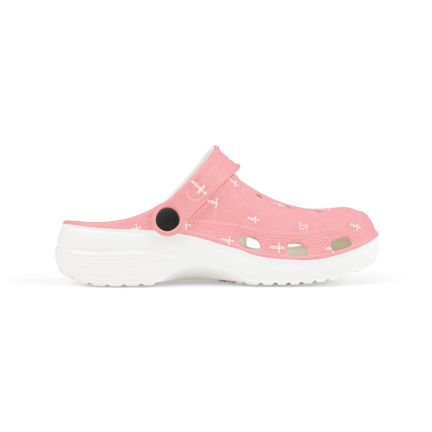 Kids EVA Foam Clogs  with Charms— Pink Cross Pattern Christian Slip-Ons