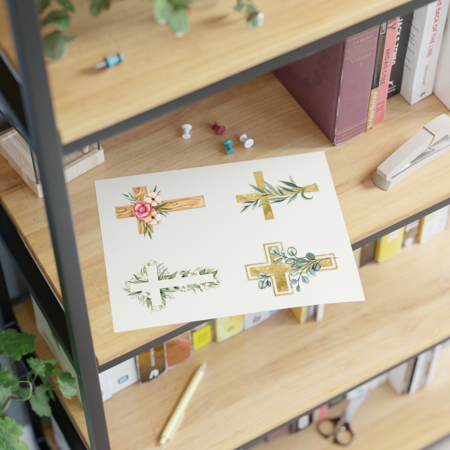 Christian Crosses Sticker Sheet — 4 Religious Faith Stickers