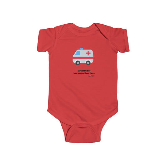 Christian Infant Bodysuit - Ambulance Baby Onesie (John 15:13)