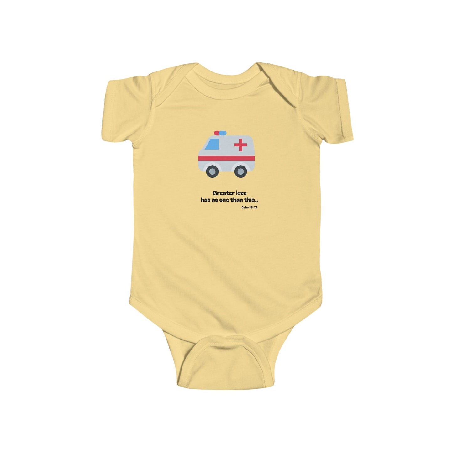 Christian Infant Bodysuit - Ambulance Baby Onesie (John 15:13)