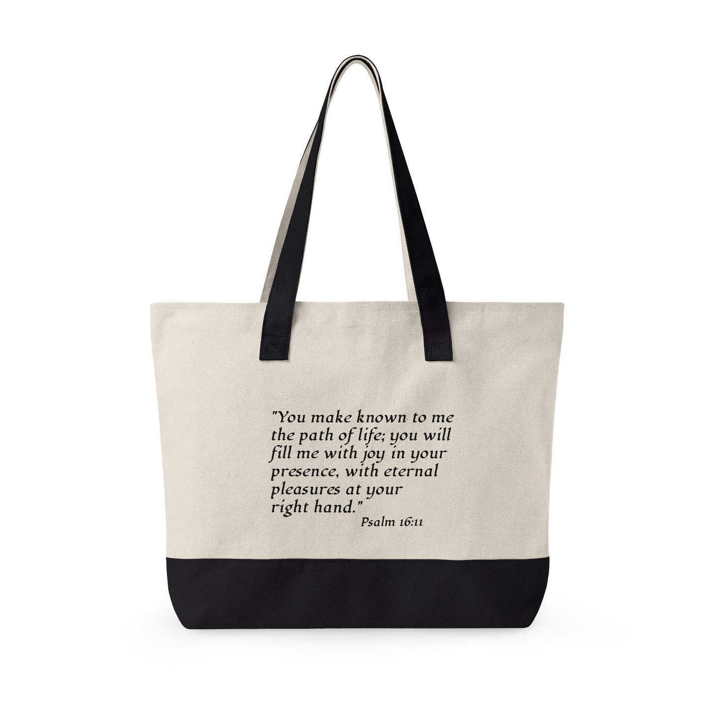 Joy-Fully Canvas Tote Bag — Inspirational Psalm 16:11 Zippered Shopper