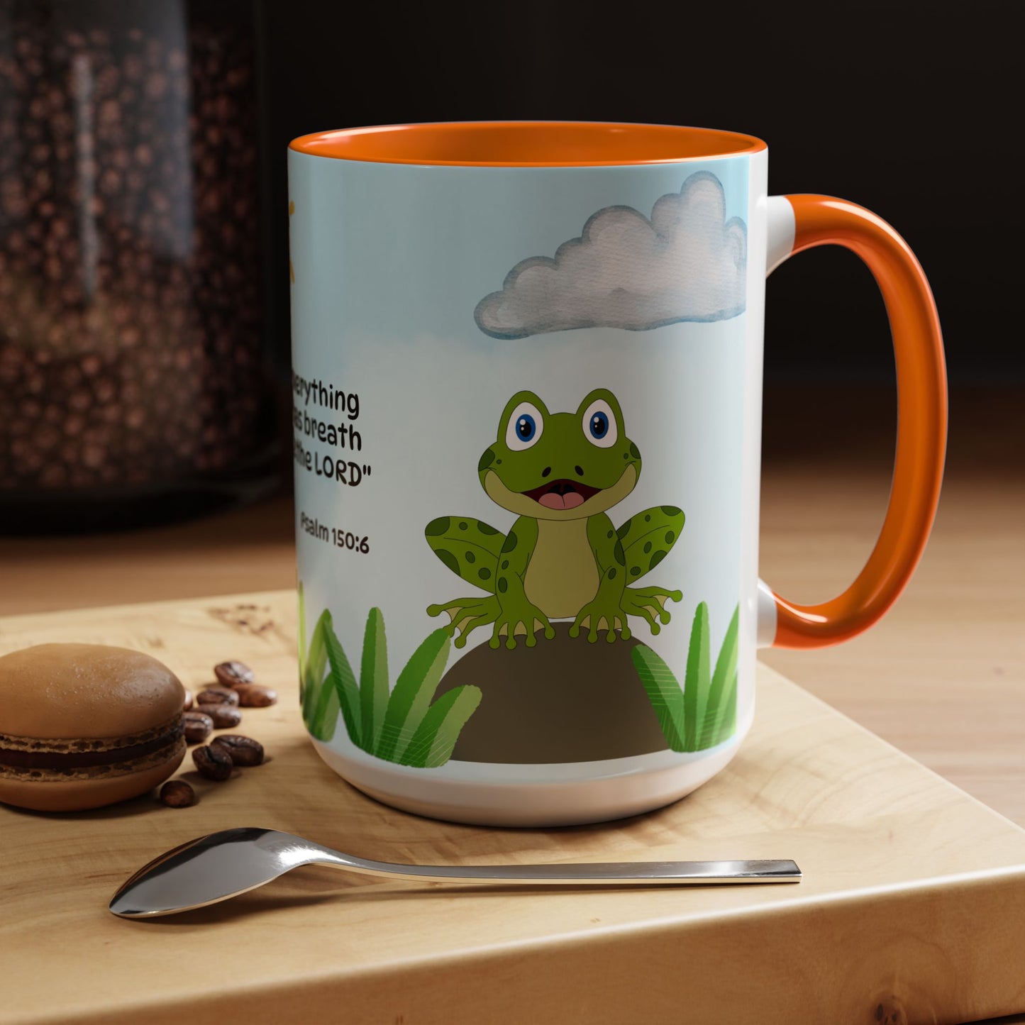 Frog Coffee Mug — Christian Ceramic Mug (Psalm 150:6)