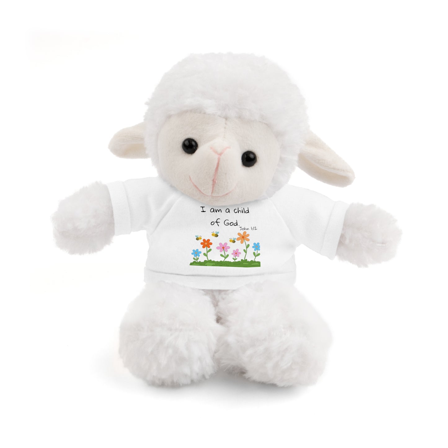 Christan Plush Toy, John 1:12  — Stuffed Animal with 'I Am a Child of God' T‑Shirt