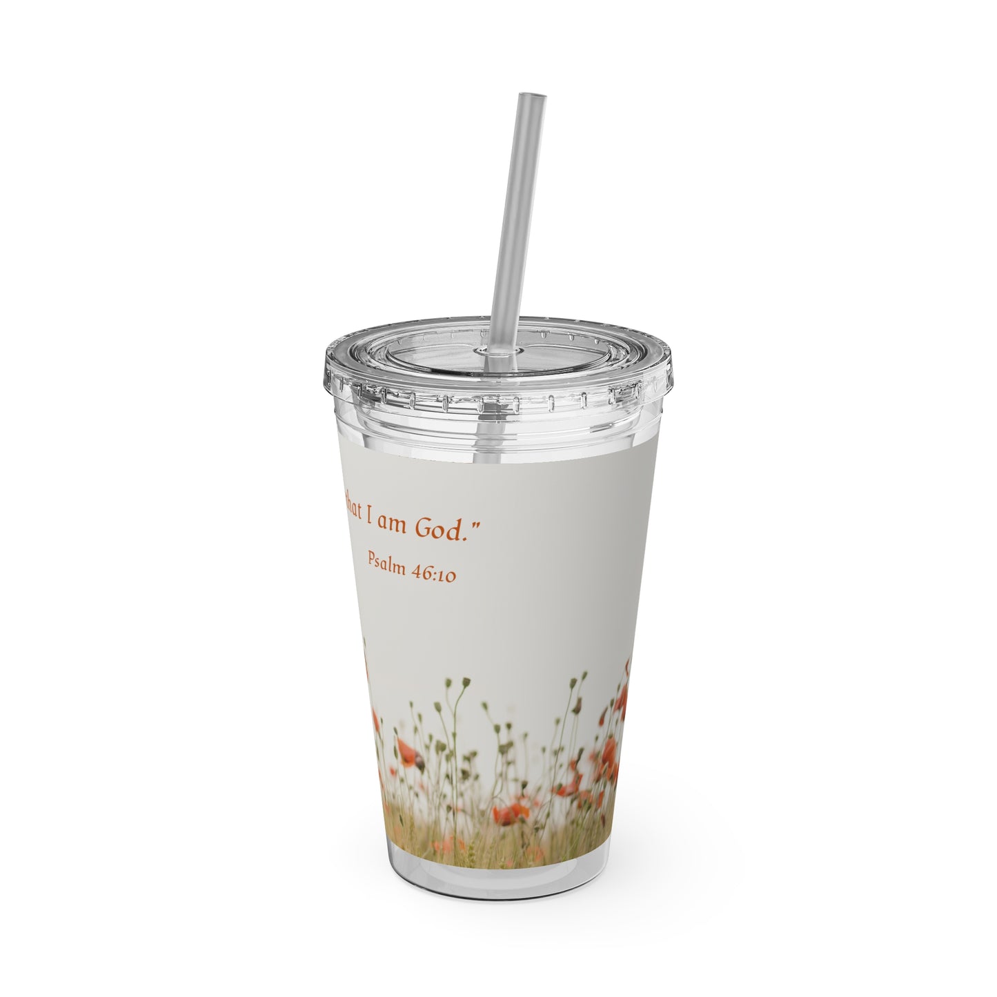 16oz  Scripture Tumbler with Straw — Christian gift, Psalm 46:10