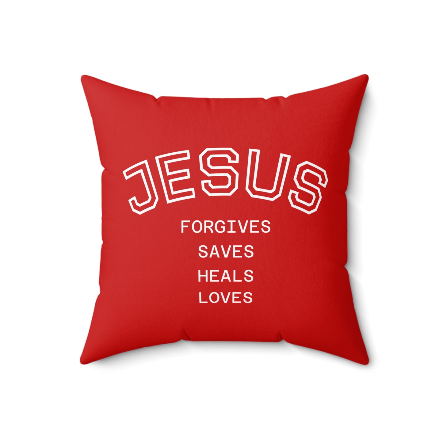 Jesus Square Pillow — Chrisian Decorative Throw Pillow, Red & White