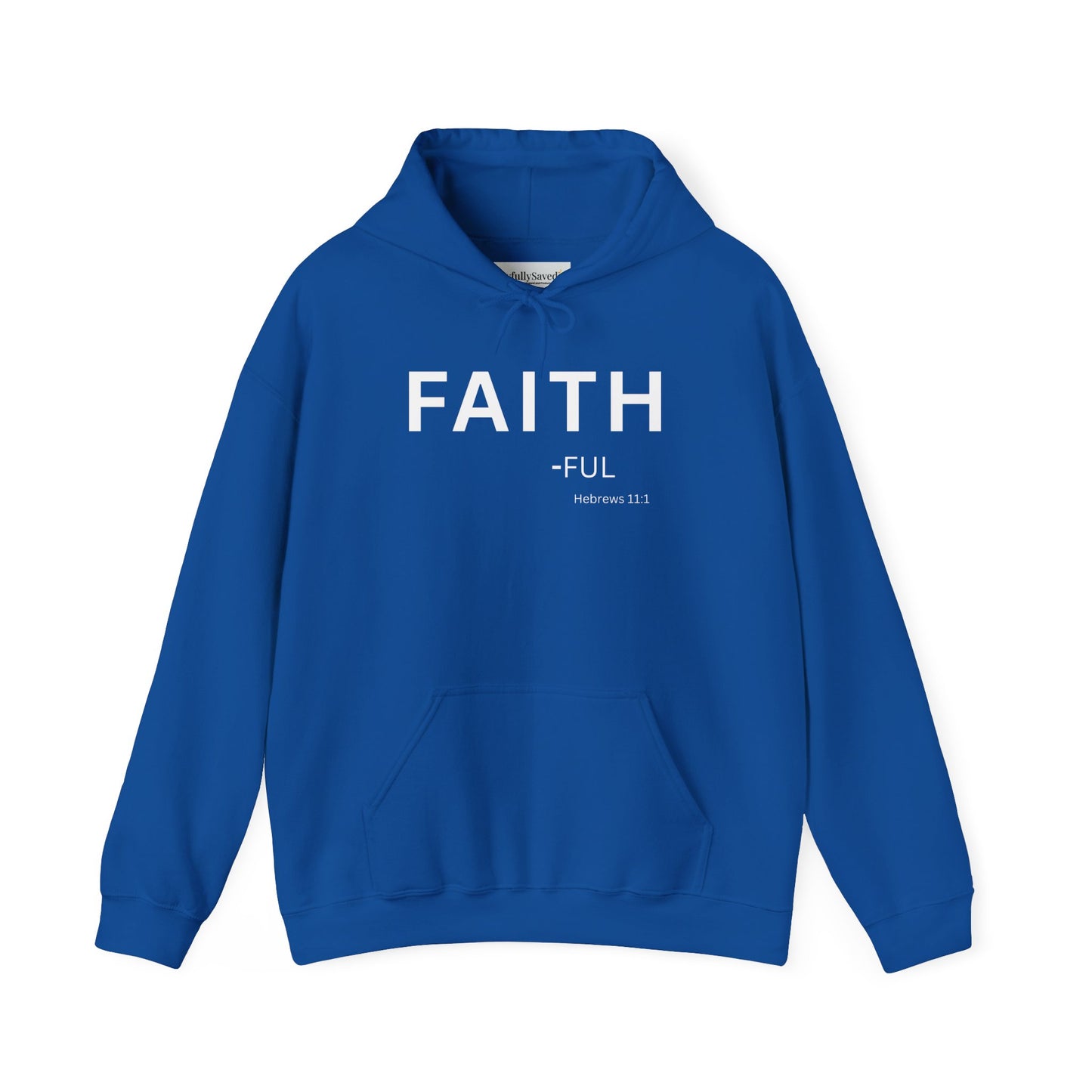 FAITH-ful Hoodie White Text — Minimal Christian Faith Pullover, Hebrews 11:1