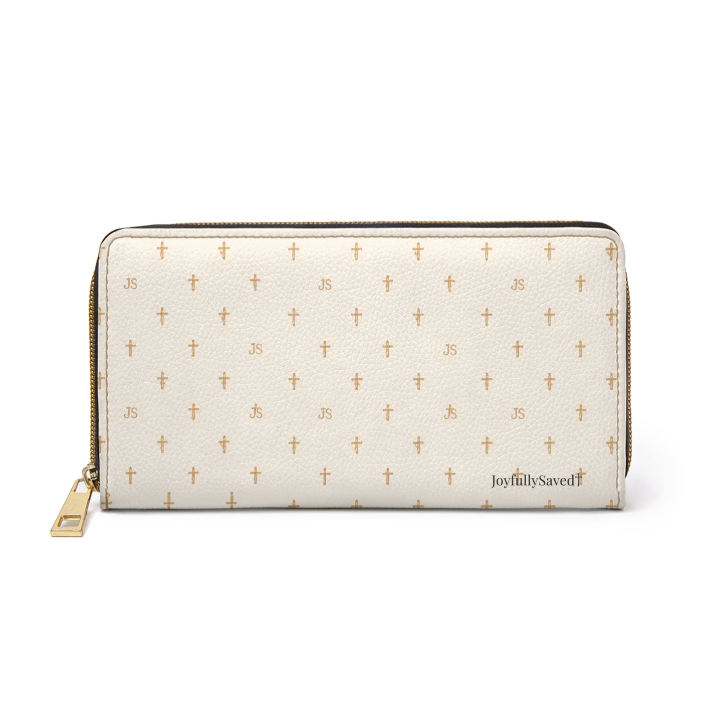 Cream Zipper Wallet — Christian Signature Cross Wallet