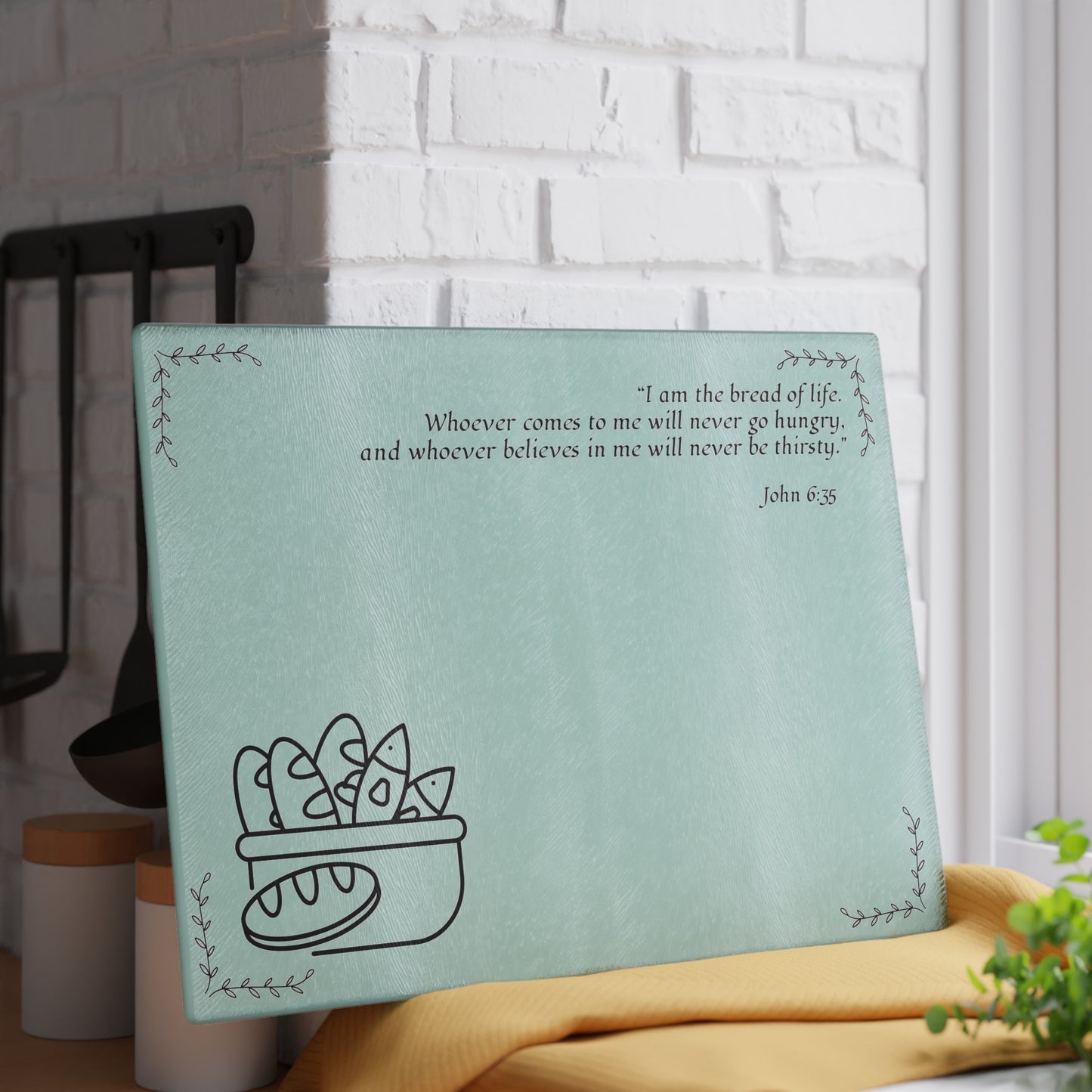 Christian Glass Cutting Board | Bread of Life (John 6:35) Gift
