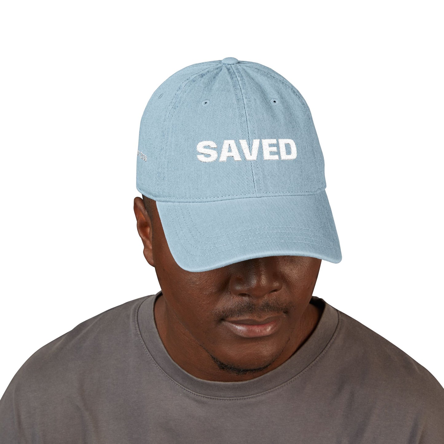 Saved Denim Hat — Embroidered John 3:16 Faith Cap