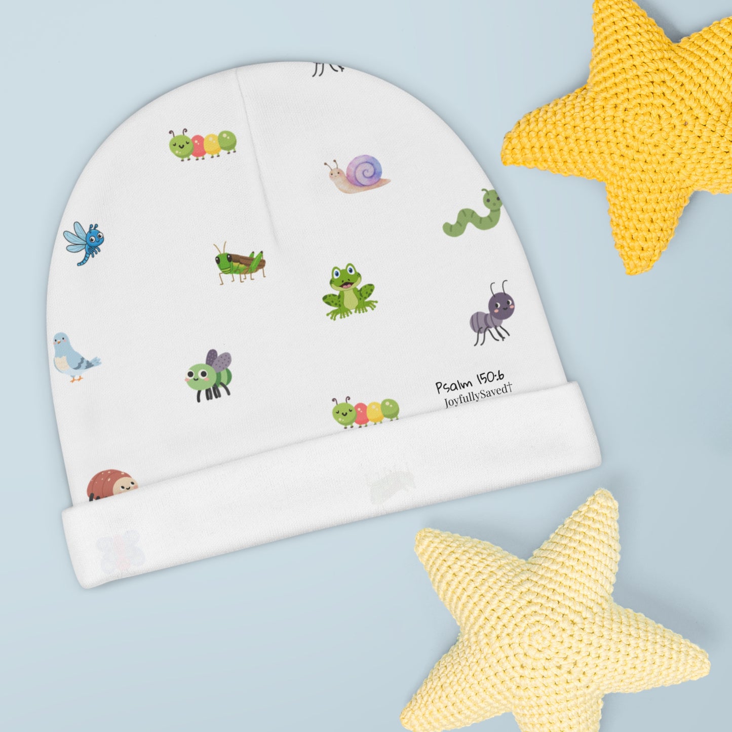 Baby Beanie — Bugs & Blessings Psalm 150:6 "Joyfully Saved"