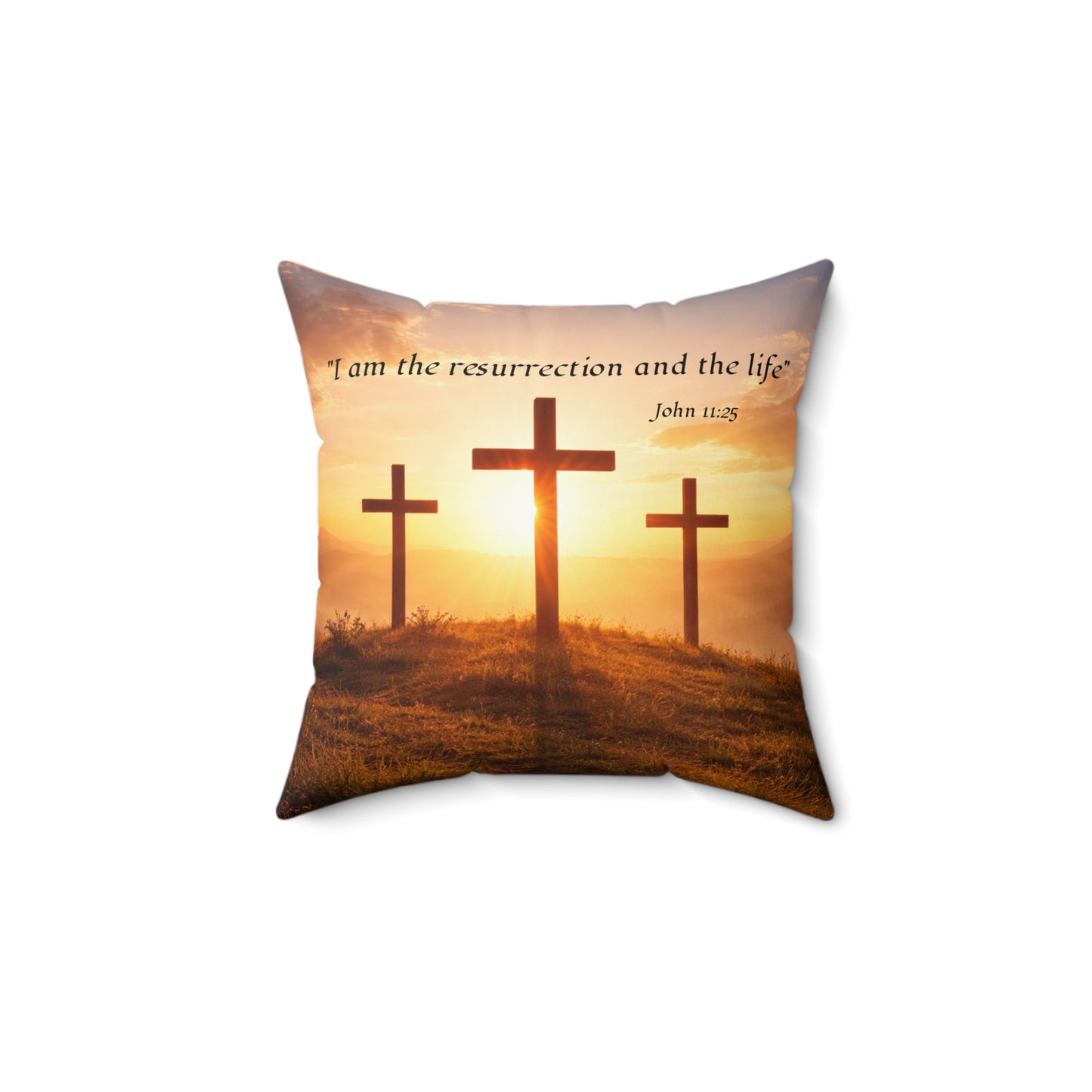 "I am the resurrection.." John 11:25 Decorative Pillow — Christian Throw Pillow