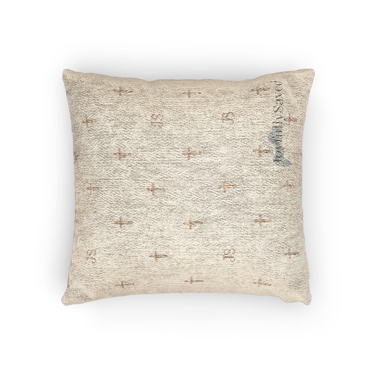 Woven Decorative Pillow — Neutral Grid Textured Throw Cushion