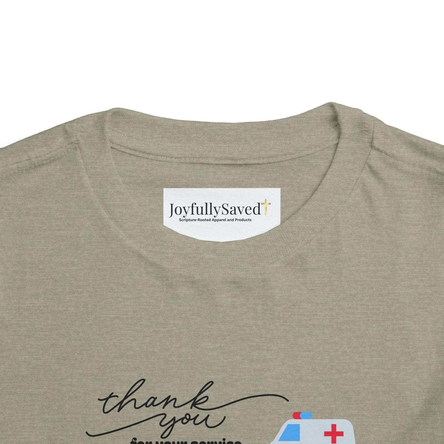 Christian Toddler Tee — Emergency Vehicle Graphics (John 15:13)
