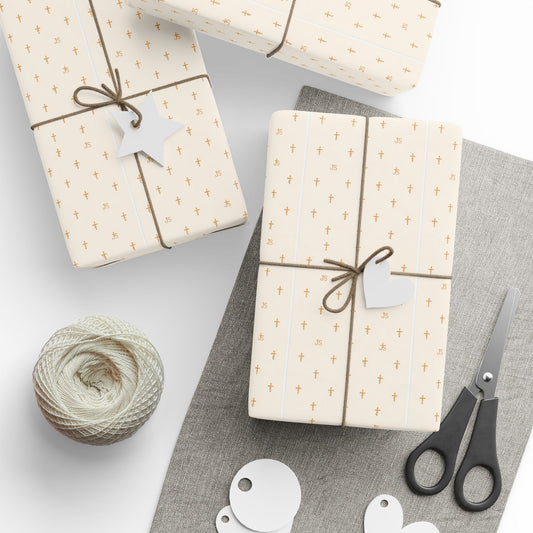 Joyfully Saved Signature Cross Wrapping Paper, Creme | gift wrap