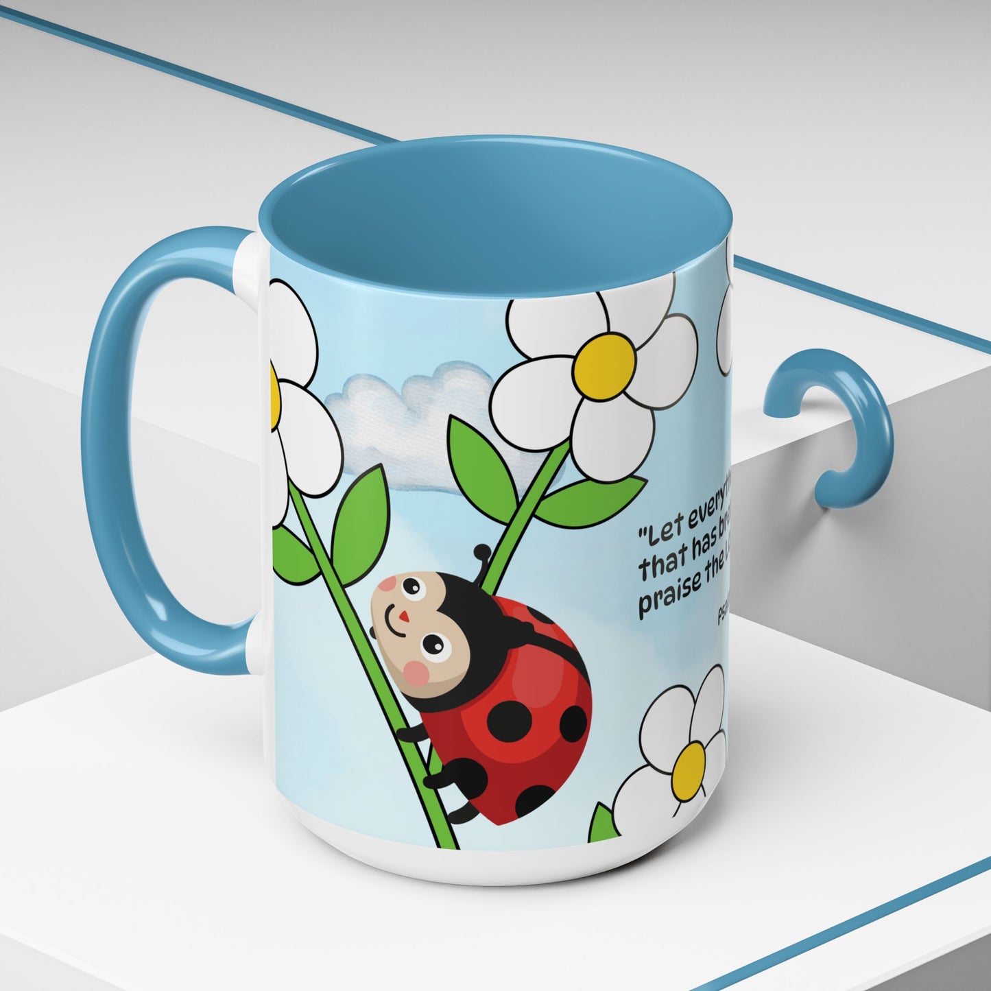 Ladybug Coffee Mug — Christian Ceramic Mug (Psalm 150:6)