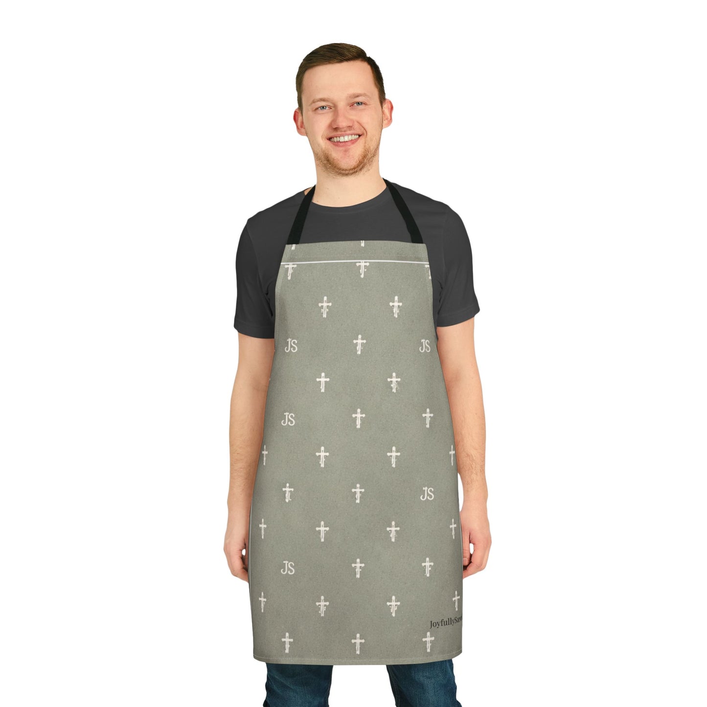 Christian Cross Sage Apron — large print, Faith Kitchen Apron