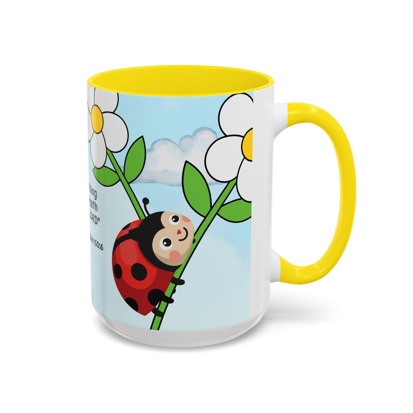 Ladybug Coffee Mug — Christian Ceramic Mug (Psalm 150:6)