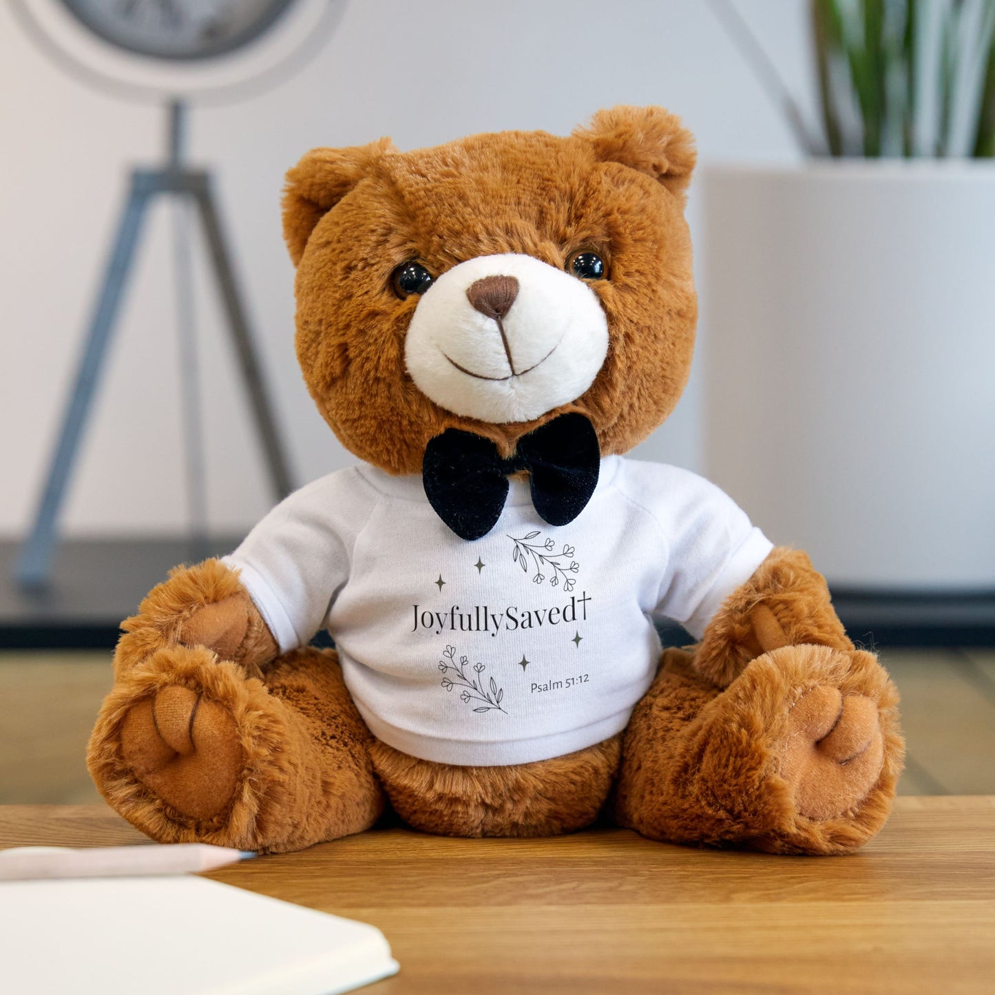 Joyfully Saved Teddy Bear Plush — Christian T-Shirt