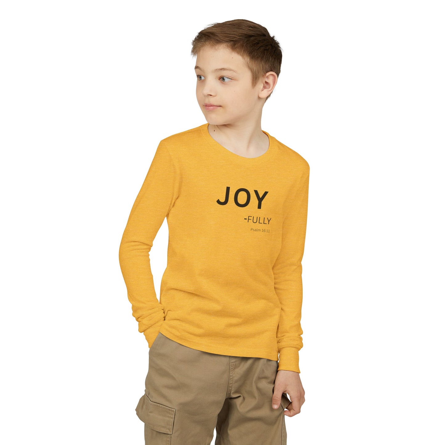 Joy-fully Psalm 16:11 Youth Jersey Long Sleeve Tee | Christian youth Shirt