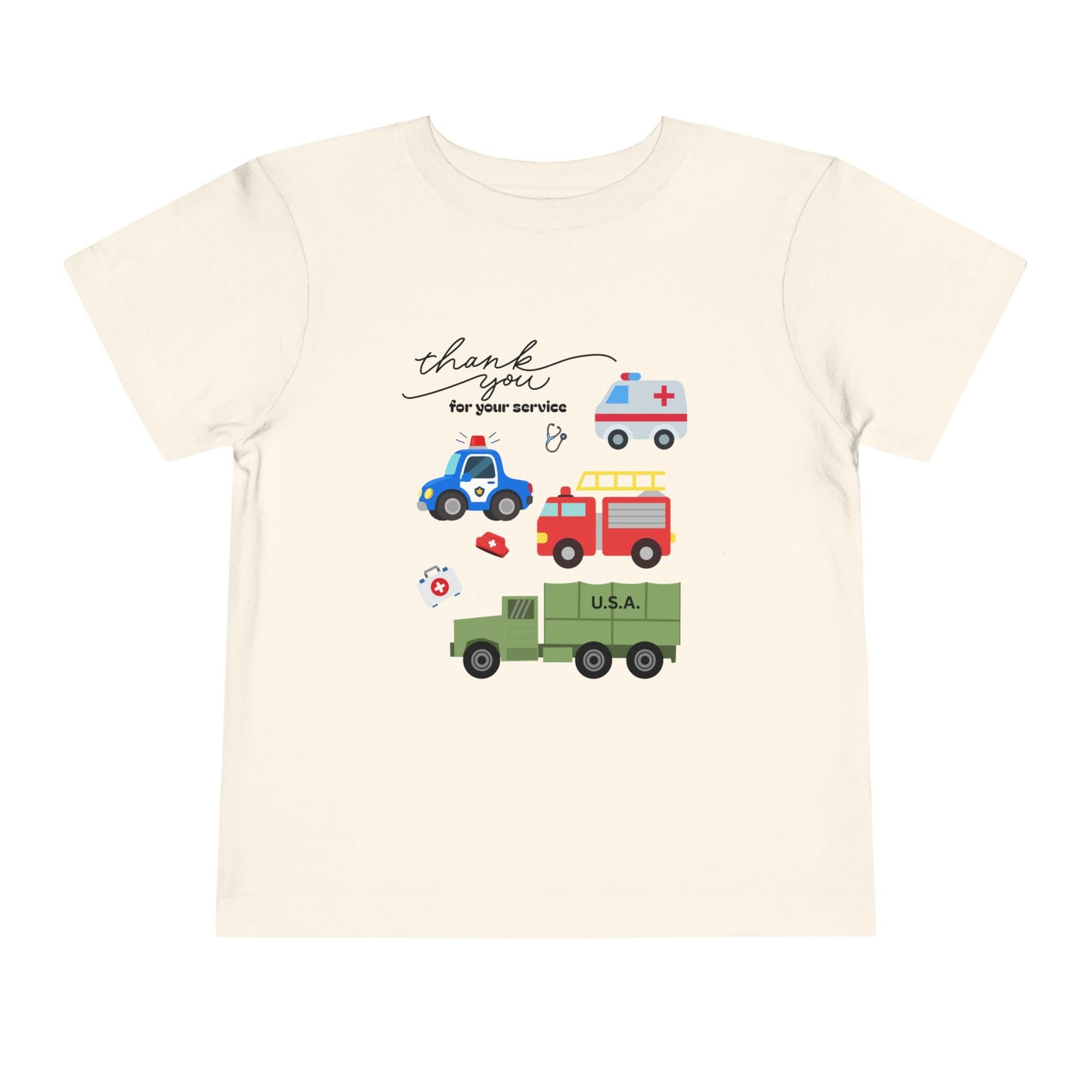 Christian Toddler Tee — Emergency Vehicle Graphics (John 15:13)